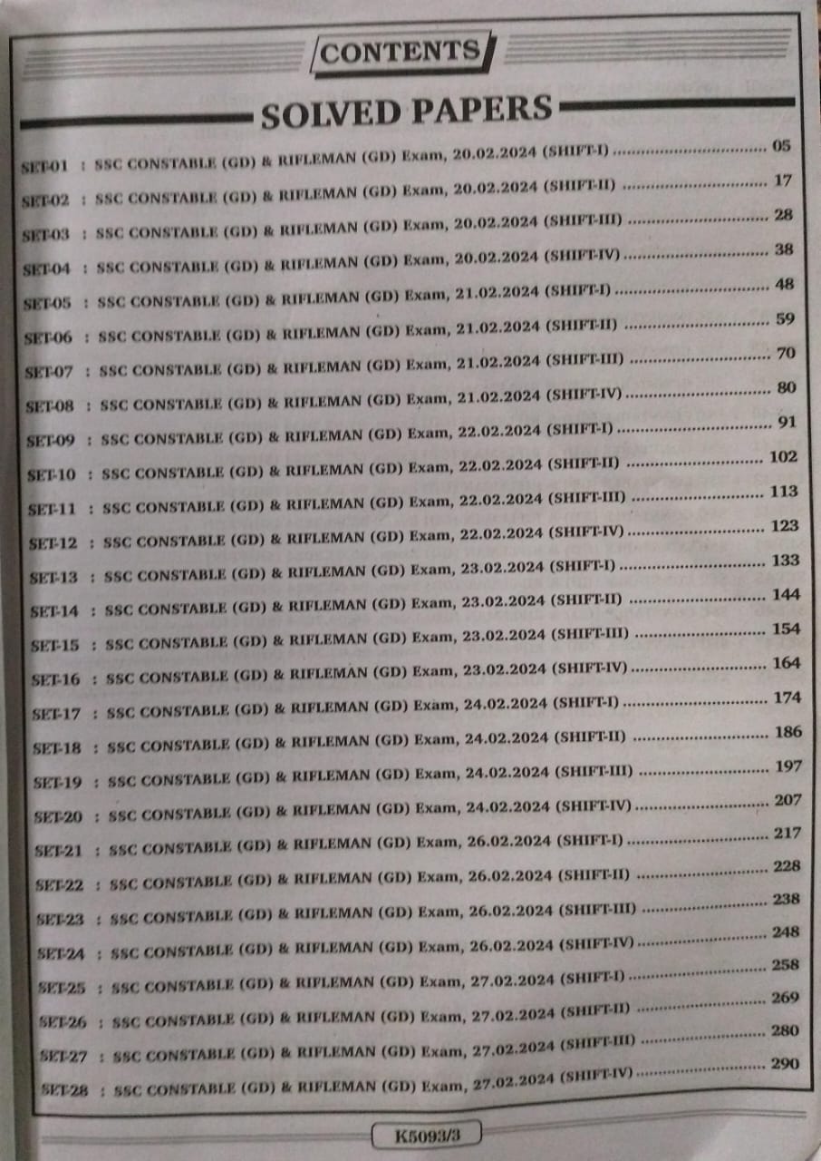 Kiran SSC Constable GD TCS PYQs Solved Papers – 60 Sets (English)