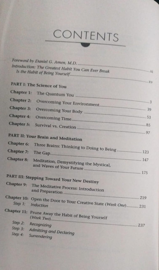 Breaking the Habit of Being Yourself bt Dr. Joe Dispenza, English Novel