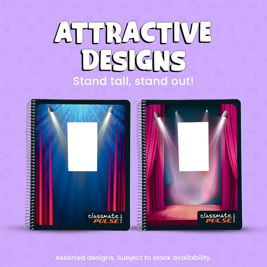 Classmate Pulse 6-Subject Spiral Notebook – 400 Pages, Ruled, Spiral Bound