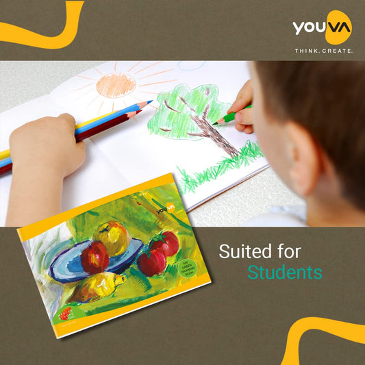 Youva Green Drawing Notebook – 21 × 29.7 cm, 56 Pages | Plain Drawing Paper