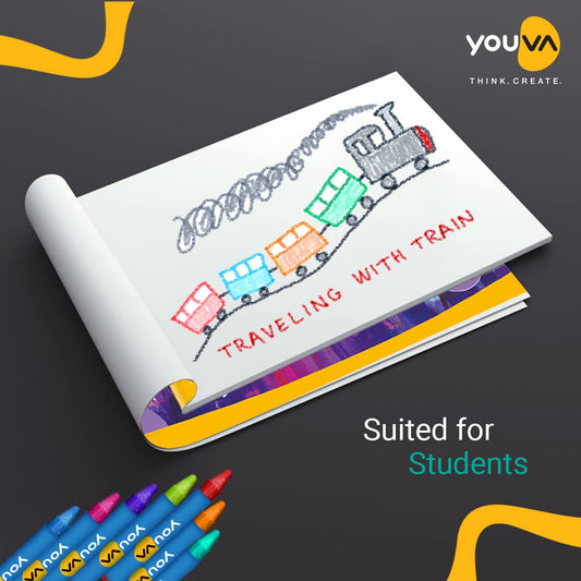 Youva Purple Drawing Notebook – 21 × 29.7 cm, 100 Pages | Plain Drawing Paper