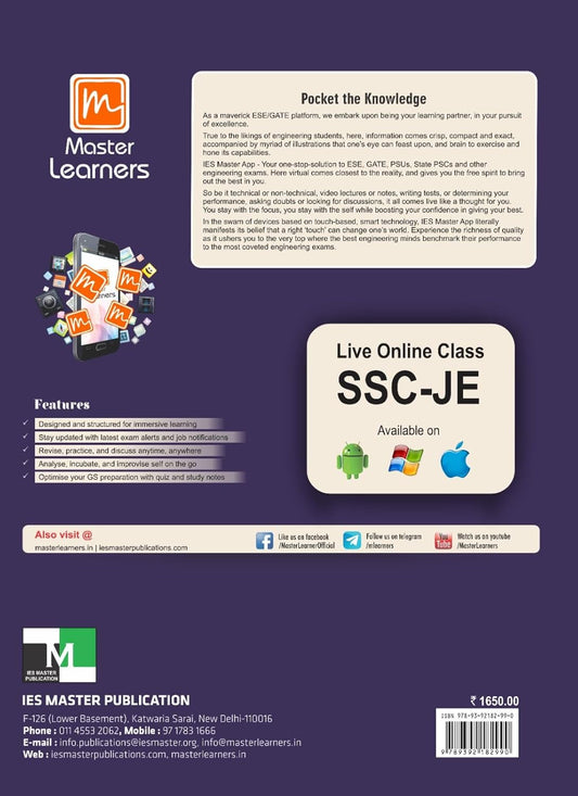 IES Master Publication SSC‑JE 2025 Civil Engineering | Previous Years Topic‑Wise Objective Questions + Detailed Solutions with Theory | English Medium