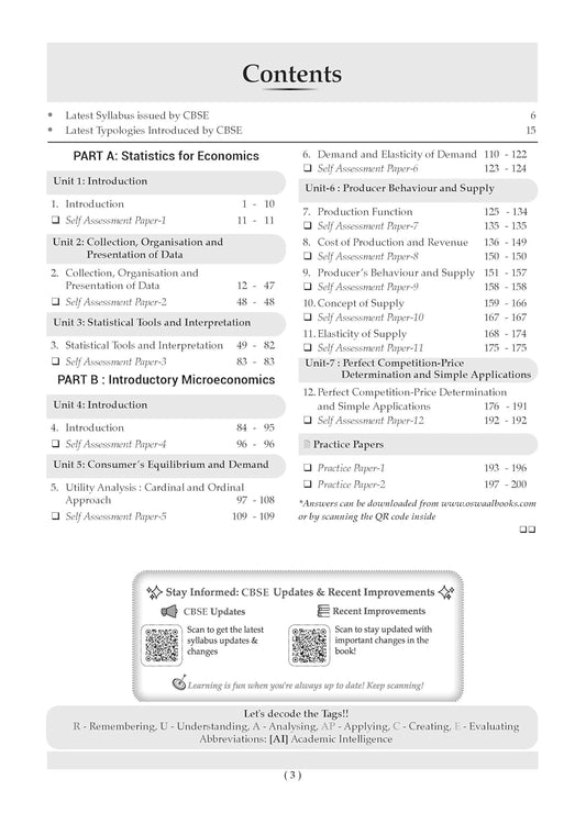 Oswaal Class 11 Economics CBSE Question Bank Chapter-wise & Topic-wise Solved Papers Edition 2027 (English Medium)