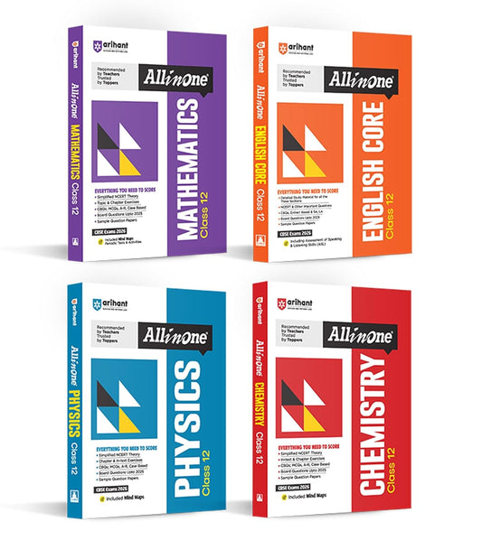 Arihant All-in-One Class 12 Combo (PCM + English) – CBSE 2025-26 | Set of 4 Books