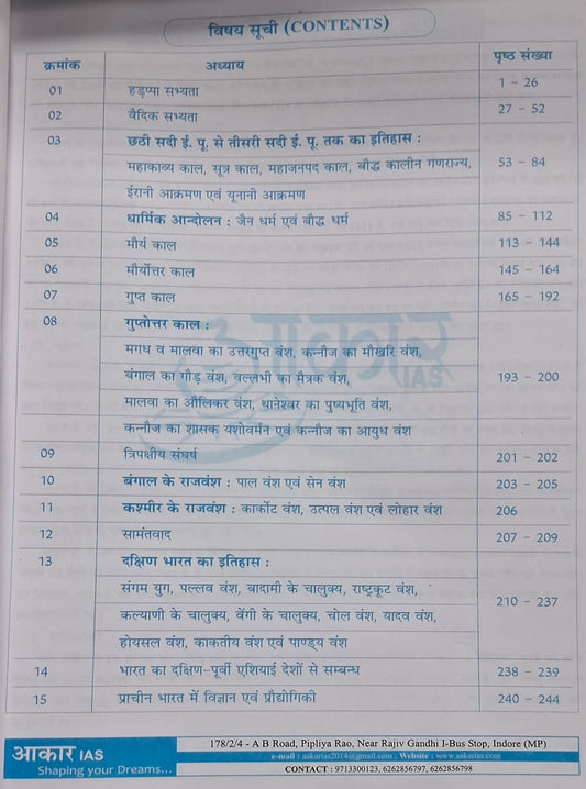 Aakar IAS Mppsc mains Prachin Bharat Ka Itihas Unit-1 (Hindi Medium)