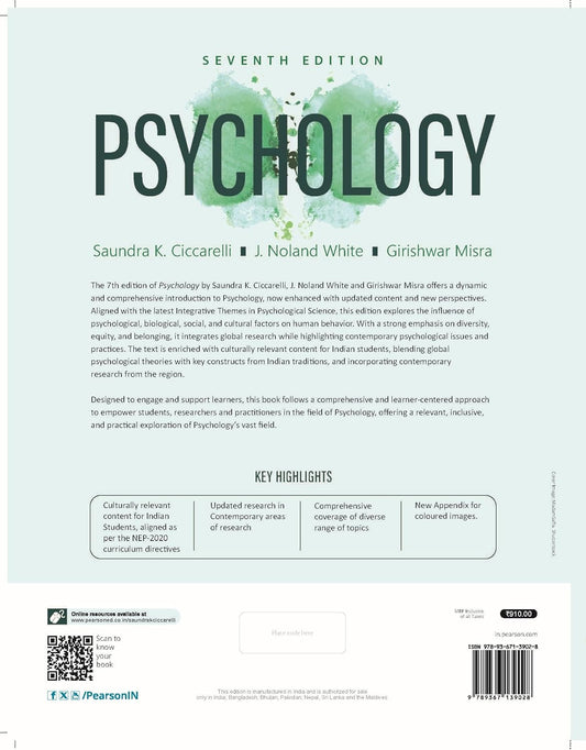 Pearson Psychology NEP 2020 Curriculum Directives (7th Edition) Comprehensive Guide for Students & Educators| English Medium