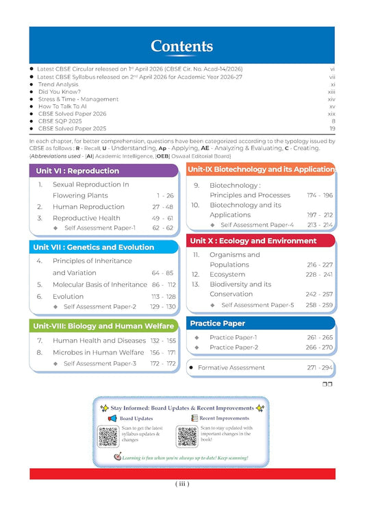 Oswaal CBSE Class 12 Biology Question Bank (2017–2026) | Chapter & Topic-wise Solved Papers | Includes 2026 Papers | Latest Syllabus 2027 | For 2027 Exam
