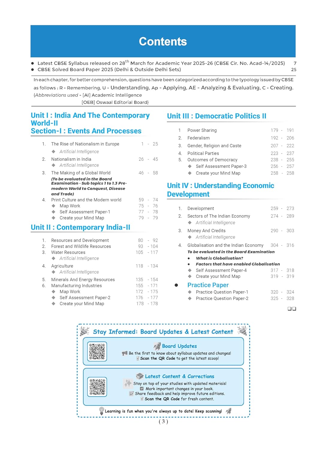 Oswaal CBSE Question Bank Class 10 Social Science |