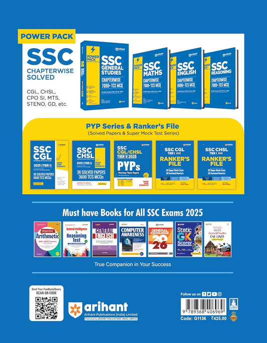 Arihant SSC CGL Tier 1 2025 | 36 Solved Papers + 3,600 TCS MCQs (English)