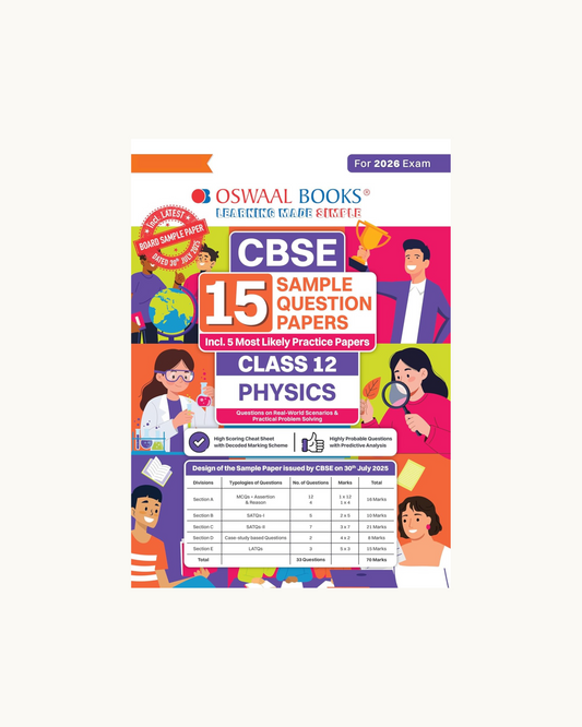 Oswaal CBSE 15 Sample Question Papers Class 12 Physics 2026 Board Exam