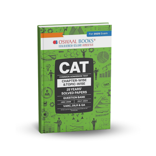 Oswaal CAT (Common Admission Test) β 25 Yearsβ Chapterwise & Topicwise Solved Papers (1992β2008 & 2017β2024) | For 2025 Exam