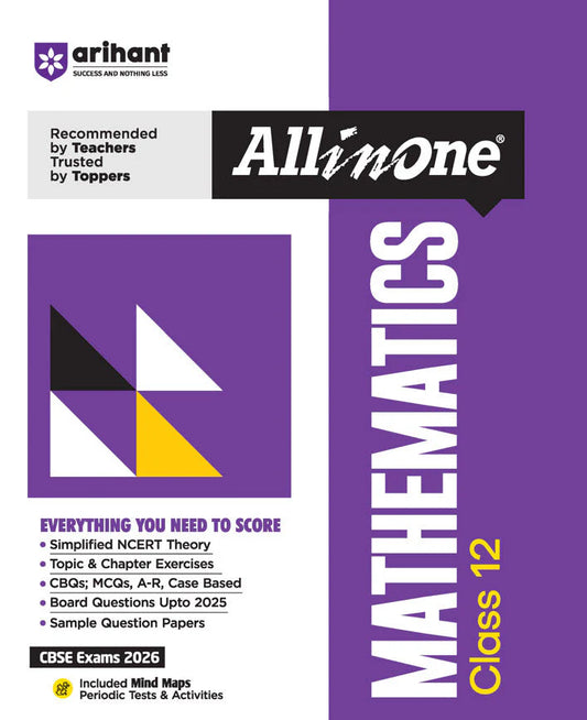 Arihant All in One Mathematics Class 12 for CBSE Exams 2025-26 | Complete Study Guide(E)