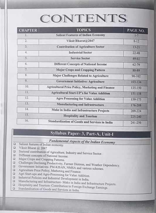 Nirman IAS Fundamental Aspect of the Indian Economy MPPSC Mains paper 3 part A unit 1 (English Medium)