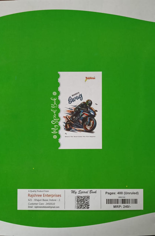 Rajshree A4 Spiral Note Book | Unruled | Premium Quality | 400 Pages