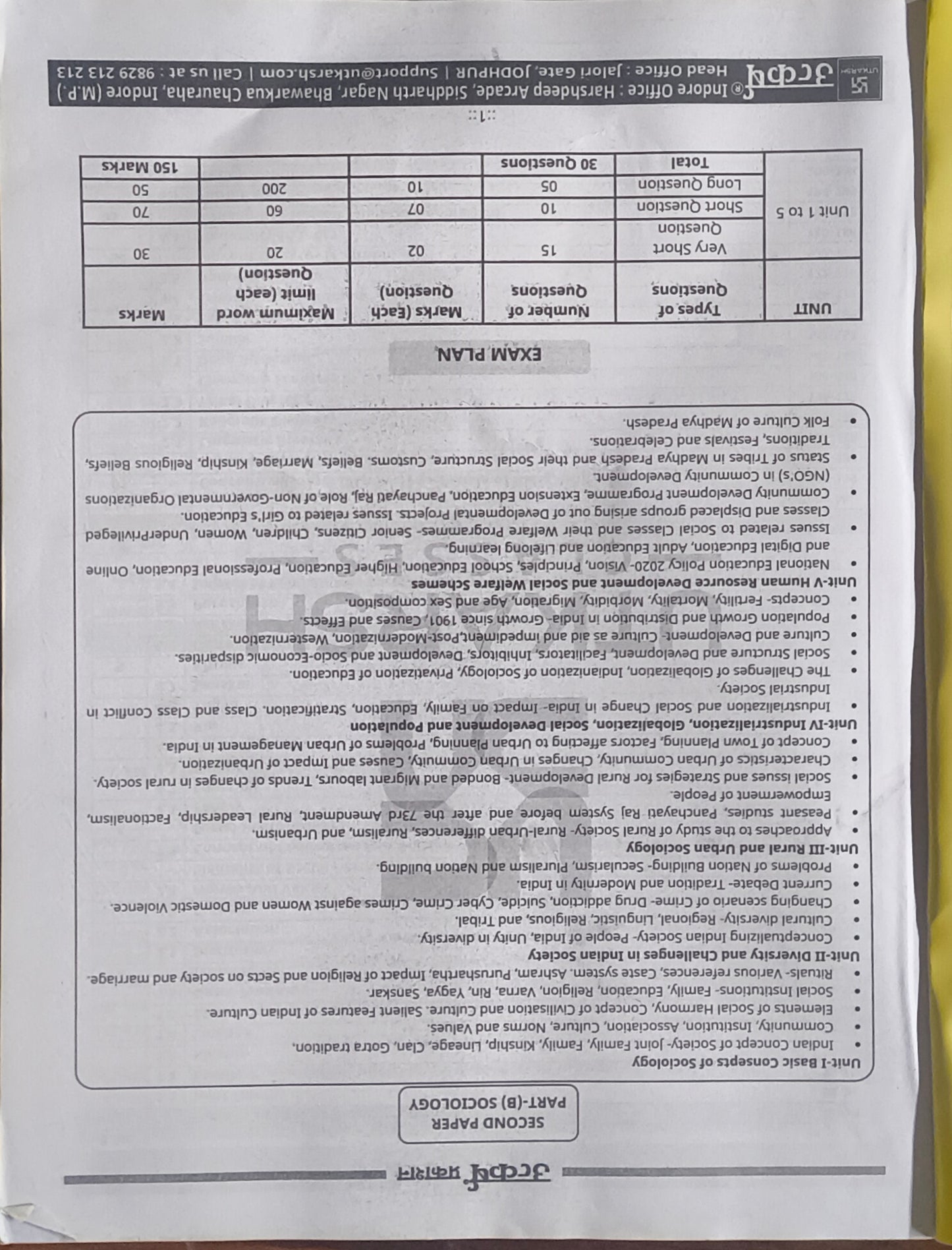 MPPSC Mains Sociology Unit 1 to 5 By Utkarsh Classes