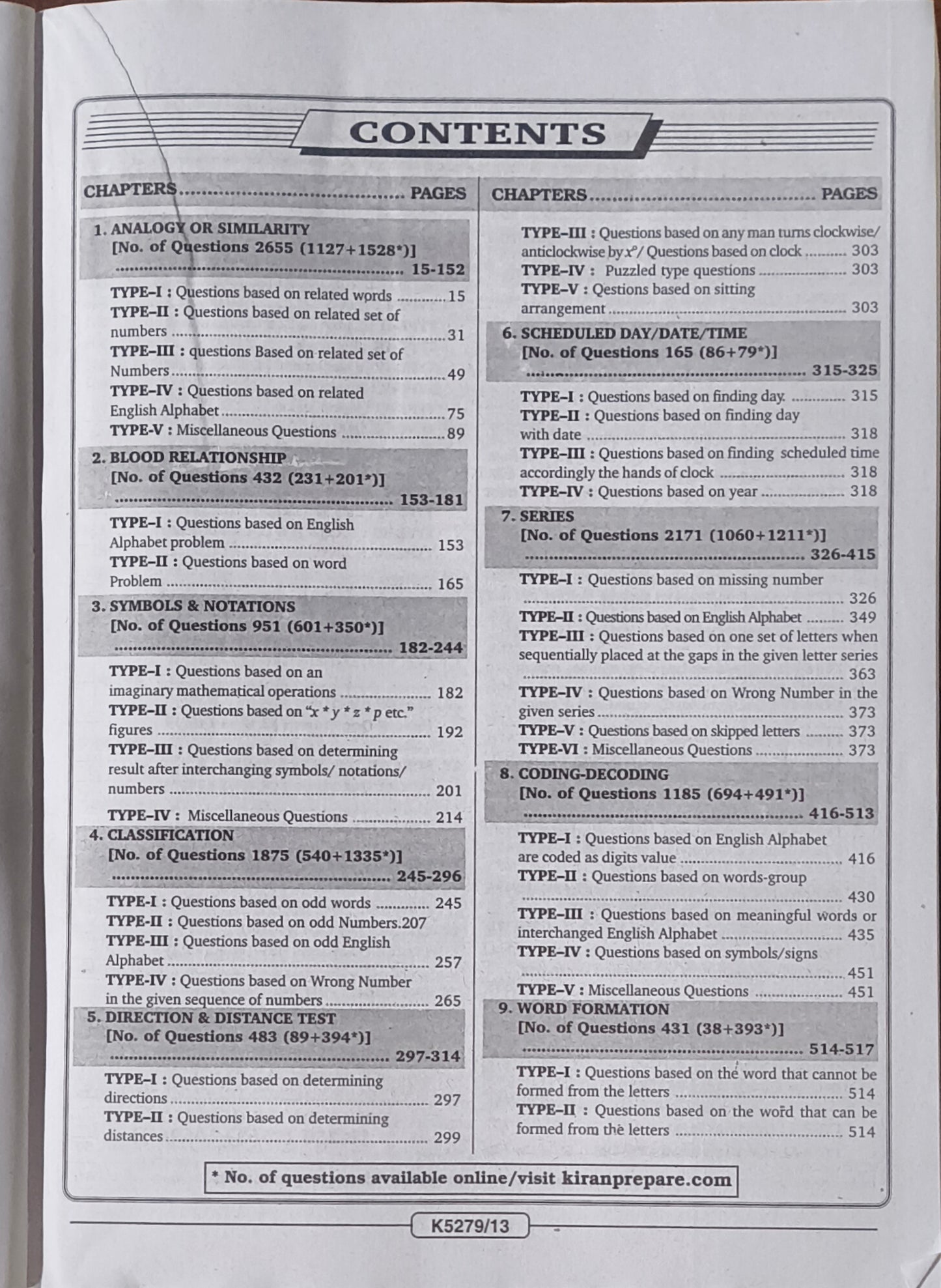 SSC Reasoning Chapterwise Solved Papers (1999–Till Date) By Kiran Prakashan