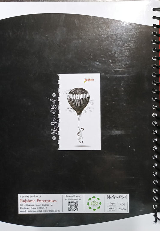 Rajshree A4 Spiral Notebook Premium Quality (400 Pages, Ruled )