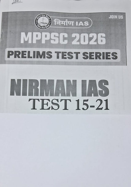 Nirman IAS - MPPSC Prelims 2026 Test Series (Unit 15-21) Hindi & English Medium (Xerox)