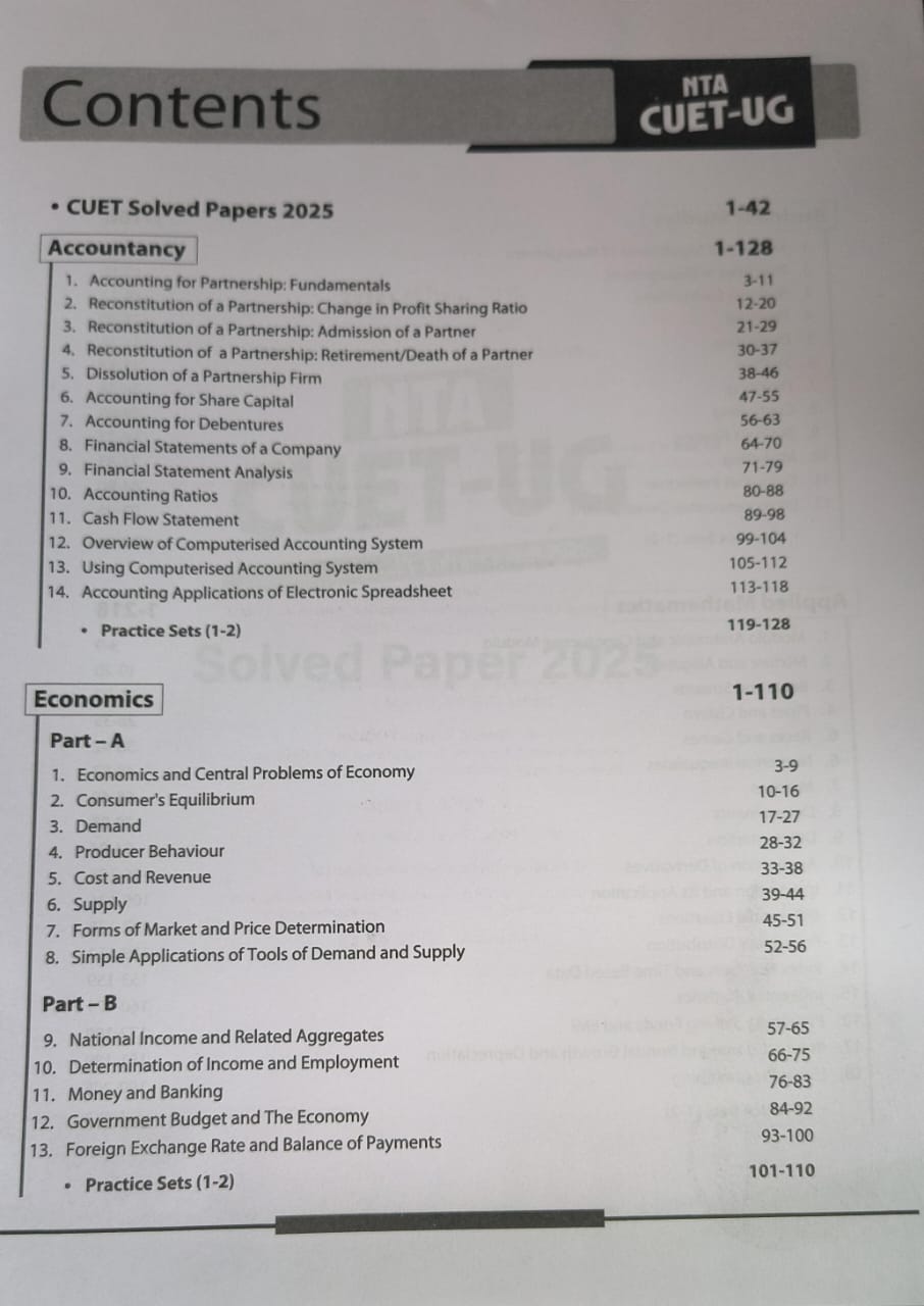 Arihant NTA CUET UG 2026 | Section II – Domain (Commerce) | Accountancy, Economics, Business Studies & Applied Maths [ English Medium]