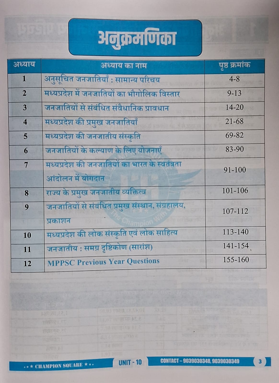 Champion Square MPPSC Pre Unit 10 – Madhya Pradesh ki Janjatiyan (3rd Edition) Hindi Medium