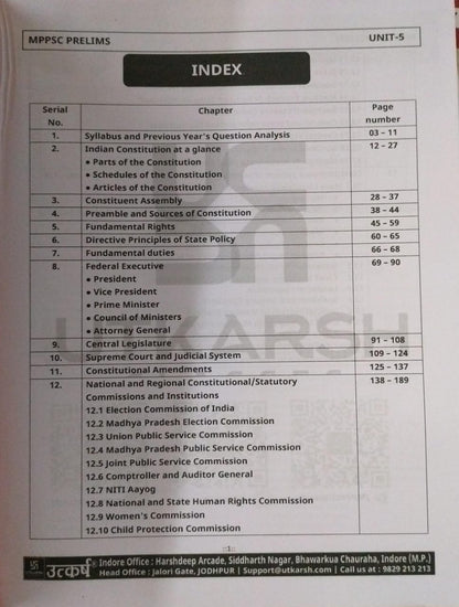 Utkarsh MPPSC Pre – Constitution System of India and MP [English]
