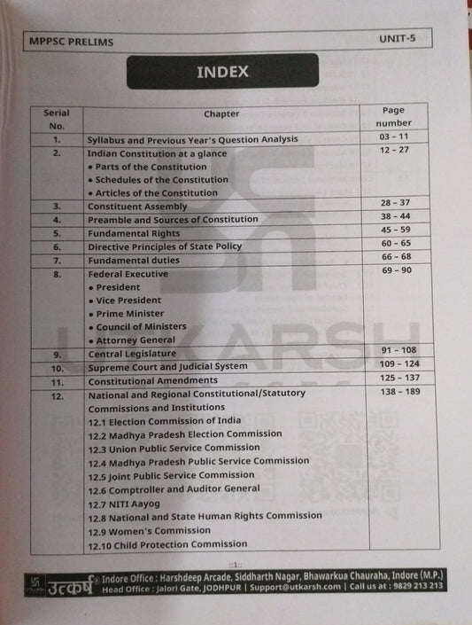 Utkarsh MPPSC Pre – Constitution System of India and MP [English]