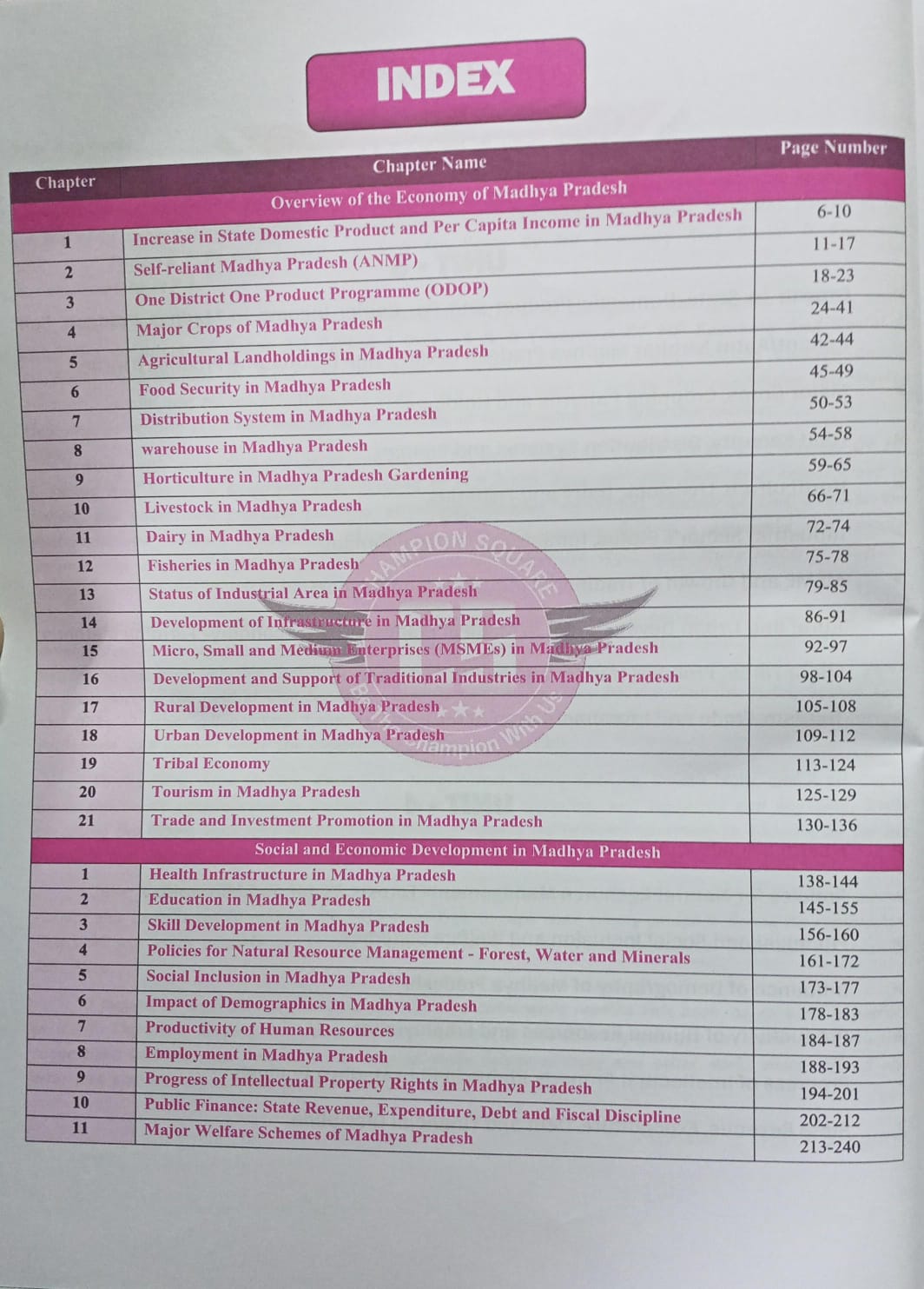 Champion mppsc main papaer-3 , part-A , unit-3&4 mp Economy (Overview of mp economy social & economic development in mp) English Medium