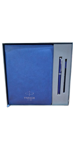 Parker Premium Notebook & Pen Gift Set – Elegant Blue Leather Finish