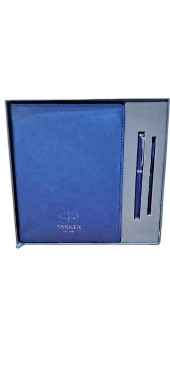 Parker Premium Notebook & Pen Gift Set – Elegant Blue Leather Finish