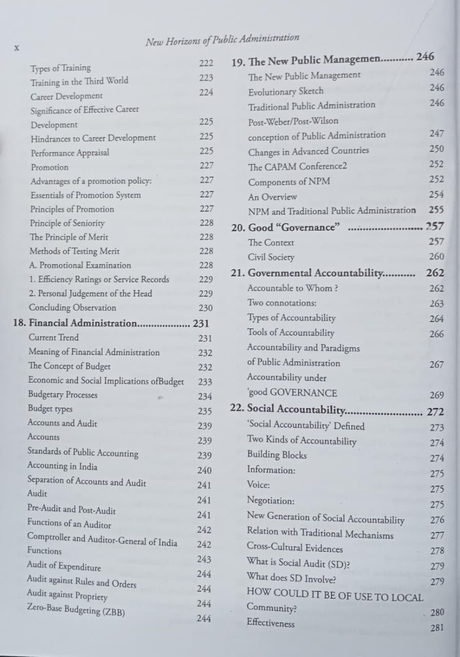 Jawahar New Horizons of Public Administration by Mohit Bhattacharya (English Medium)