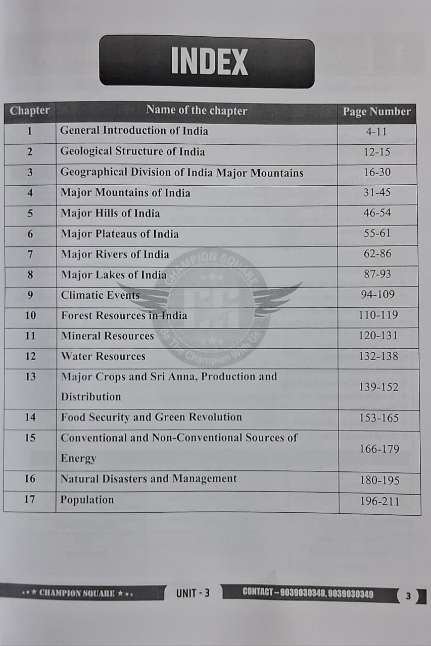 Champion Square MPPSC Prelims Unit 3 – Indian Geography by Kajal Nema, Shiv Patidar, Sourabh Patel | English Medium
