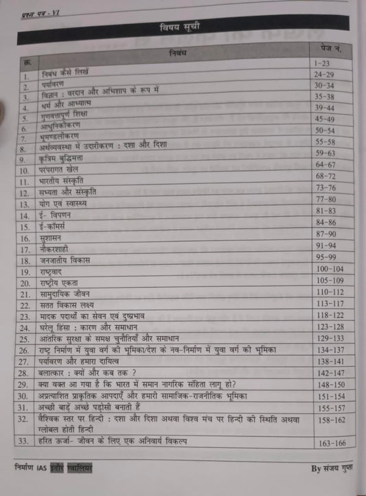 Nirman IAS Mukhya Pariksha Darpan Nibandh Evam Praroop Lekhan (Prashna Patra 6) By Sanjay Gupta (Hindi Medium)