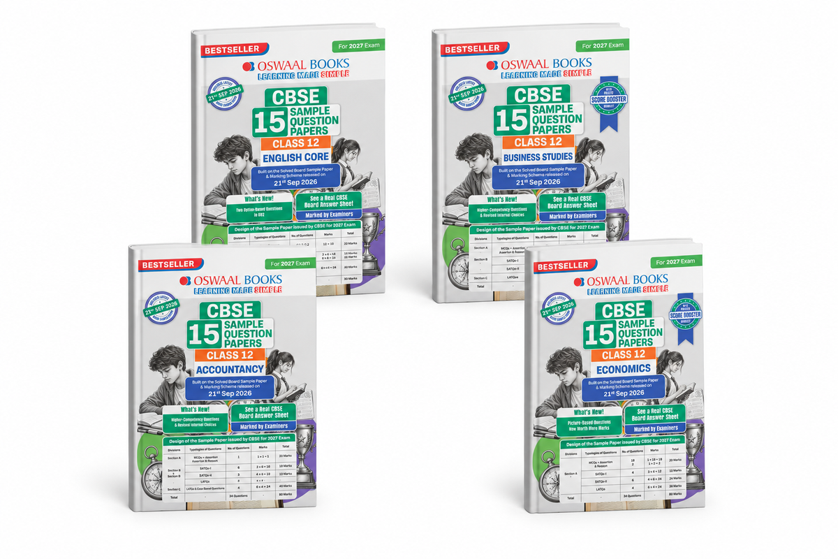 Oswaal Books CBSE Class 12 Commerce Sample Papers Combo [Accountancy, Business Studies, Economics, English Core] (English Medium)