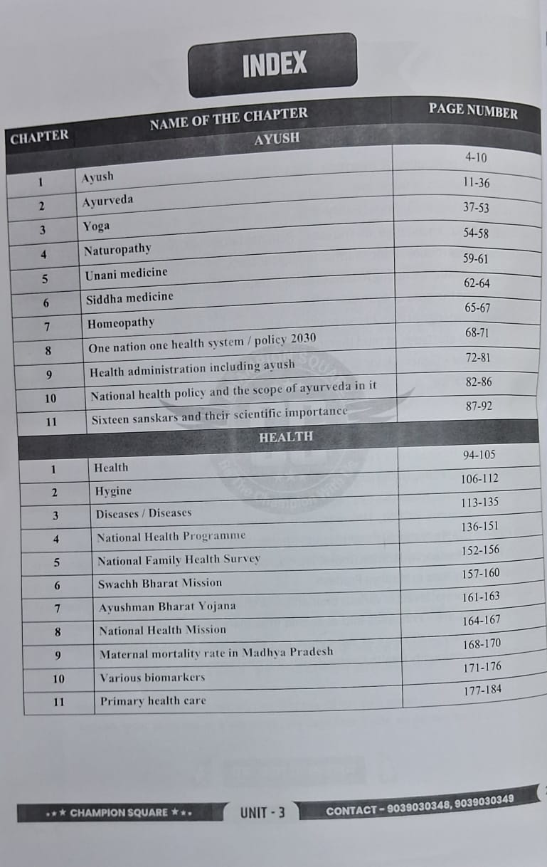 Champion Square - MPPSC Mains Paper-3, Part-B, Unit-3,4 Public Health | English Medium