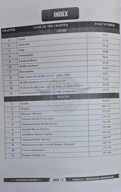 Champion Square - MPPSC Mains Paper-3, Part-B, Unit-3,4 Public Health | English Medium