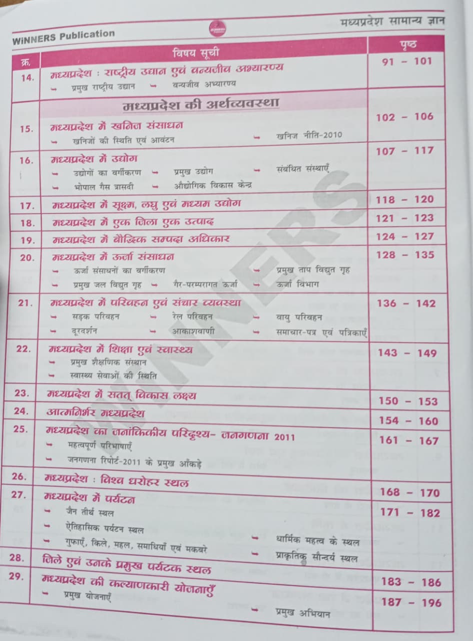Winners Madhya Pradesh MPGK Samanya Gyan Book 5th Edition (Hindi Medium)
