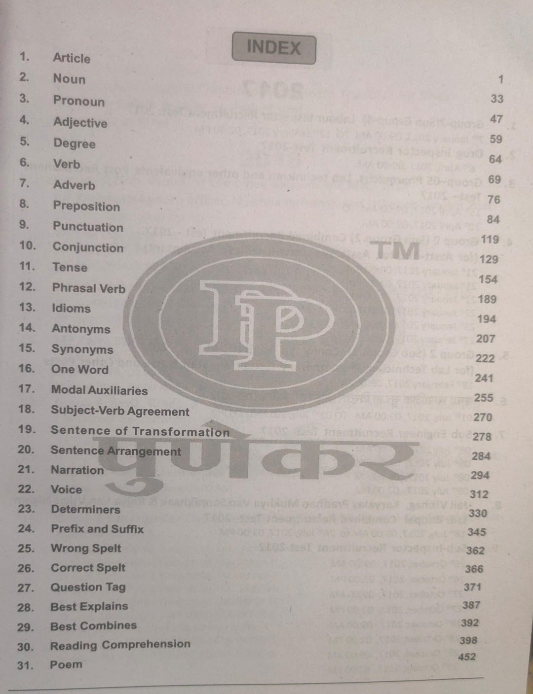 Punekar Vyapam Solved Paper Samanya Angreji [Hindi]