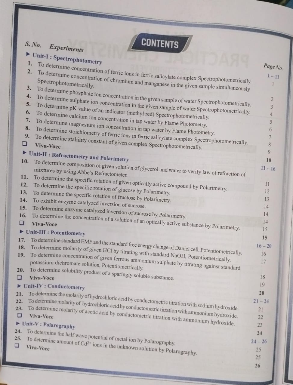 Shivalal Practical Chemistry B.Sc. 3rd Year Paper-1 Group B [English]