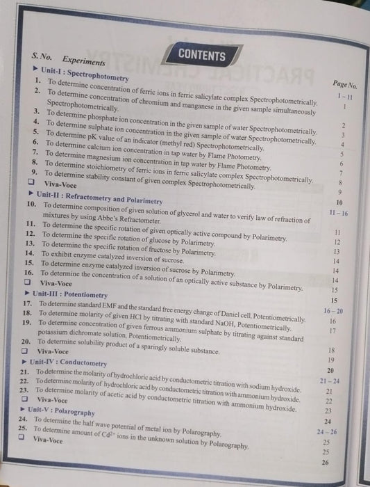Shivalal Practical Chemistry B.Sc. 3rd Year Paper-1 Group B [English]