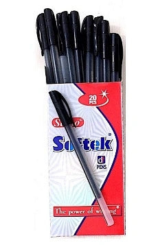 Saino Softek DF Pens Black – Smooth Ball Pens (Pack of 20)