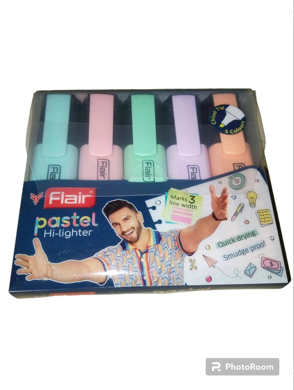 Flair Pastel Hi-Lighter Pens (5 Pieces, 5 Colours)