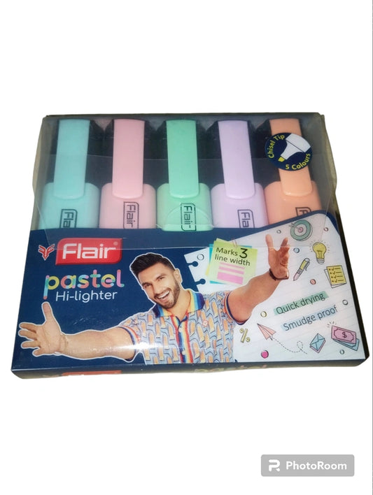 Flair Pastel Hi-Lighter Pens (5 Pieces, 5 Colours)