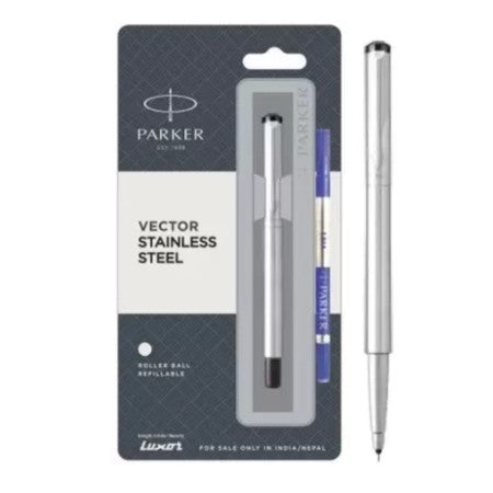Parker Vector Stainless Steel Roller Ball Pen – Premium Metal Body Writing Pen