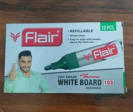 Flair White Board Marker Bold Writing 10 Pieces Green | Smooth & Bold Writing Marker