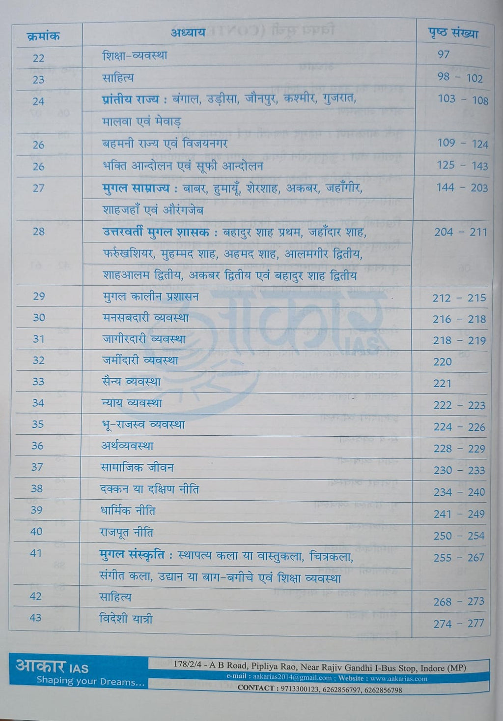Aakar IAS MPPSC Mains Paper-1, Part-1, Unit-1 Itihas Evam Sanskriti: Madhyakalin Bharat ka Itihas (Hindi Medium)