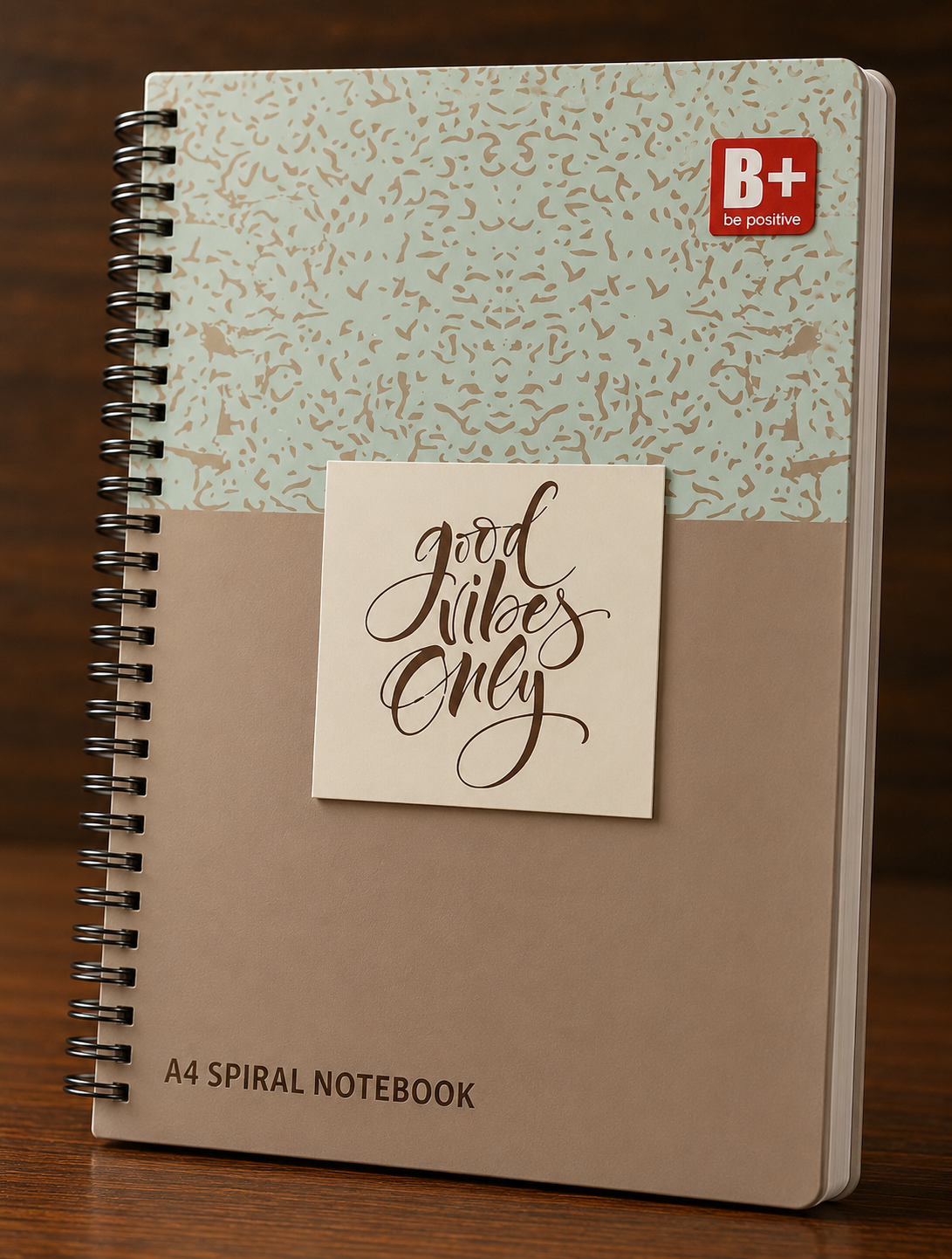 B+ Be Positive A4 Spiral Notebook – 180 Pages (Unruled)