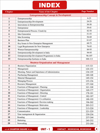 Champion MPPSC Mains Exam Paper-4 Part-B Unit-1 & 2 Entrepreneurship Concept & Development, Business Organisation & Management Mentor: Sunil Singune Sir (English Medium)