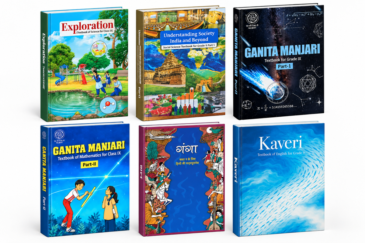 NCERT Class 9 Combo Set – Science, Social Science, Mathematics (Part 1 and 2), Hindi & English Textbooks 2026 Edition