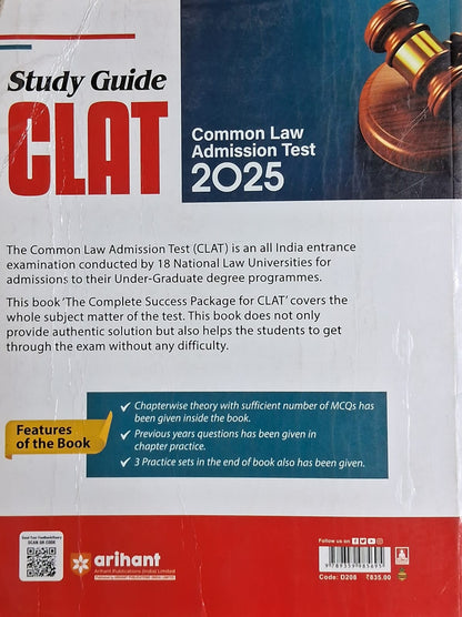Arihant Study Guide CLAT 2025 | Solved Papers 2022-2024 | English Medium
