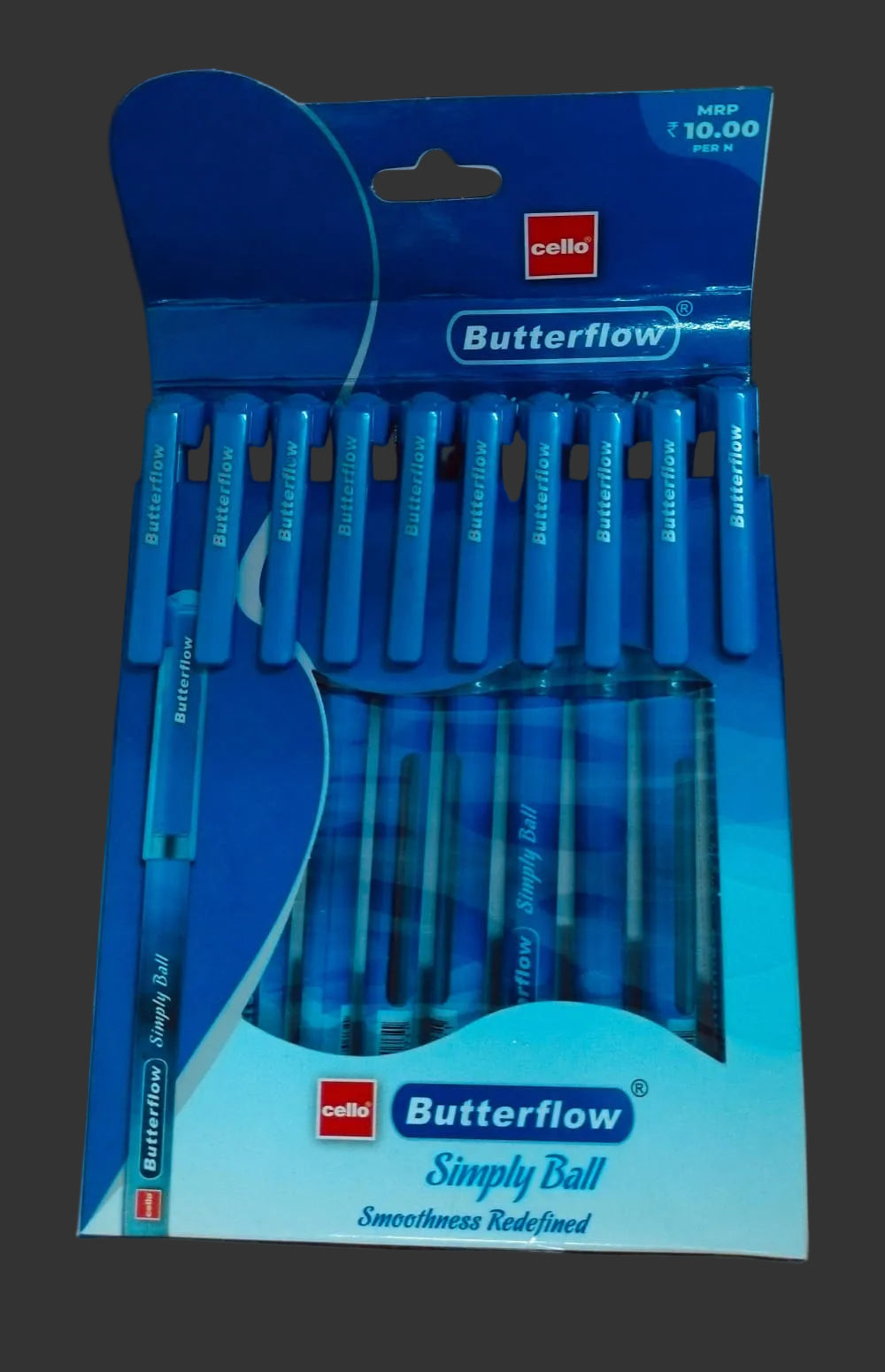 Cello Butterflow Simply Ball Pen – Blue Ink, Pack of 10 Pieces